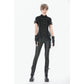 Dark in Love Ruptured Lace-Up Goth Shirt - D-Ring Hardware & Handkerchief Hem
