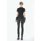 Dark in Love Ruptured Lace-Up Goth Shirt - D-Ring Hardware & Handkerchief Hem