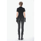 Dark in Love Ruptured Lace-Up Goth Shirt - D-Ring Hardware & Handkerchief Hem