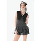 Dark in Love Vintage Striped Ruffle Tier Dress