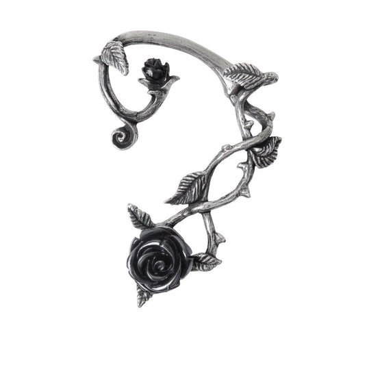 Alchemy Gothic Wild Black Rose Single Ear Wrap Earring (E410)