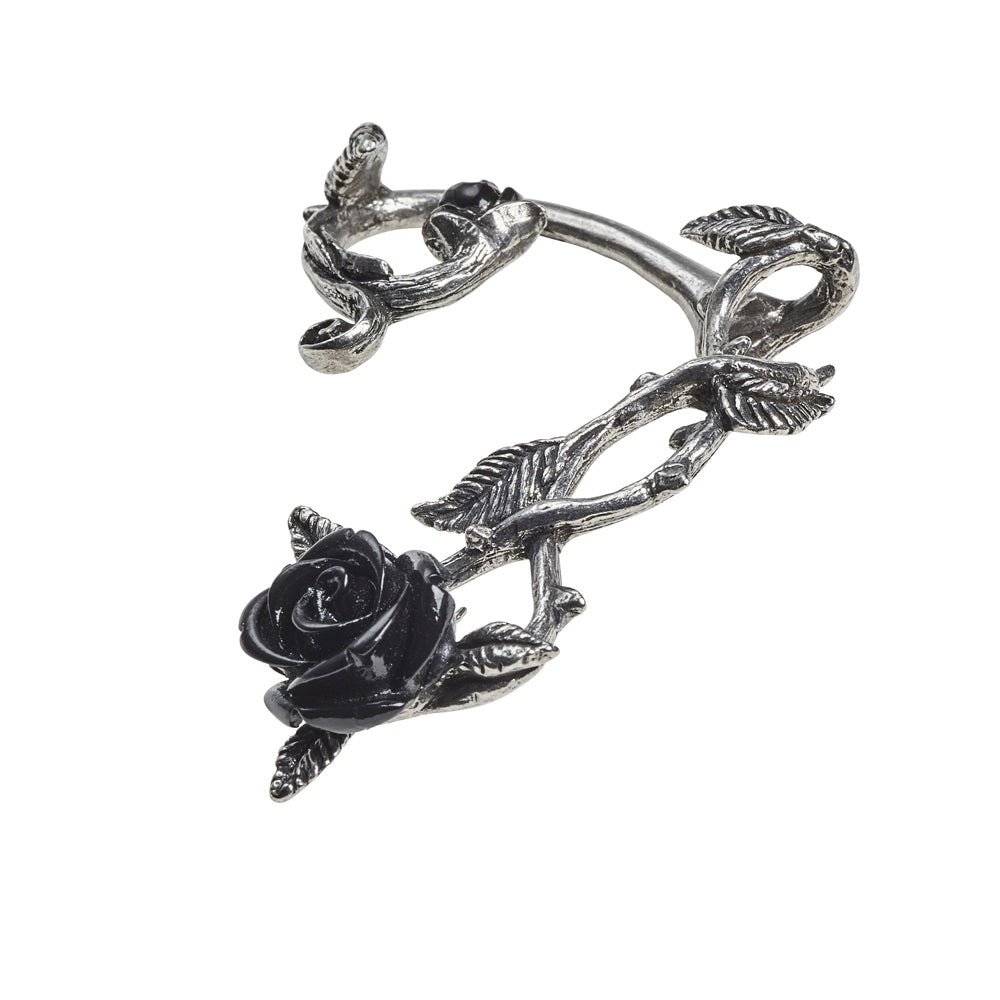 Alchemy Gothic Wild Black Rose Single Ear Wrap Earring (E410)