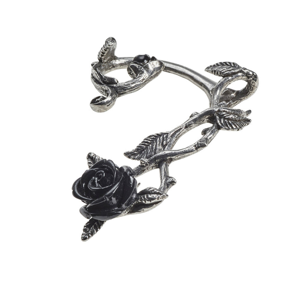 Alchemy Gothic Wild Black Rose Single Ear Wrap Earring (E410)