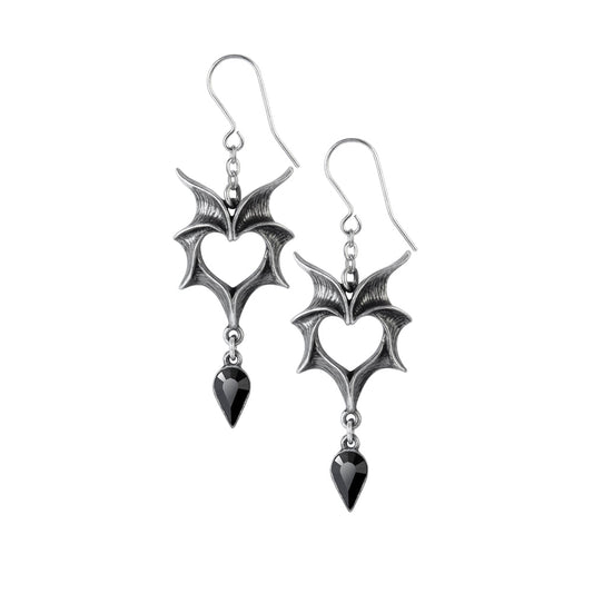 Alchemy Gothic Love Bats Pair of Dropper Earrings (E425)