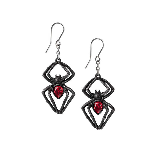Alchemy Gothic Black Widow Pair of Dropper Earrings (E428B)