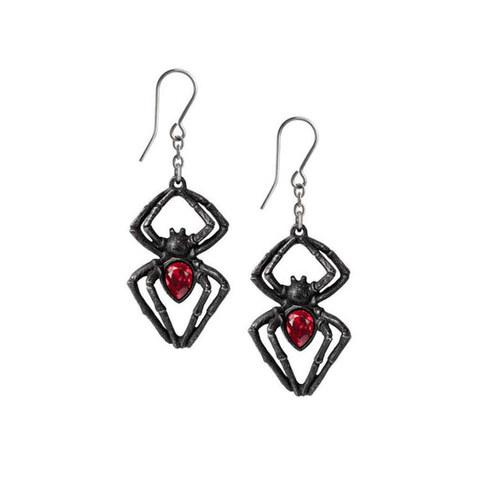 Alchemy Gothic Black Widow Pair of Dropper Earrings (E428B)