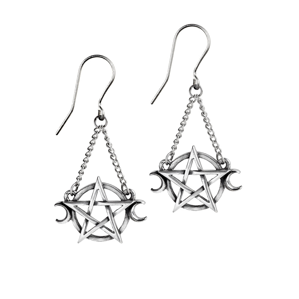 Alchemy Gothic Goddess Pair of Dropper Earrings (E430)