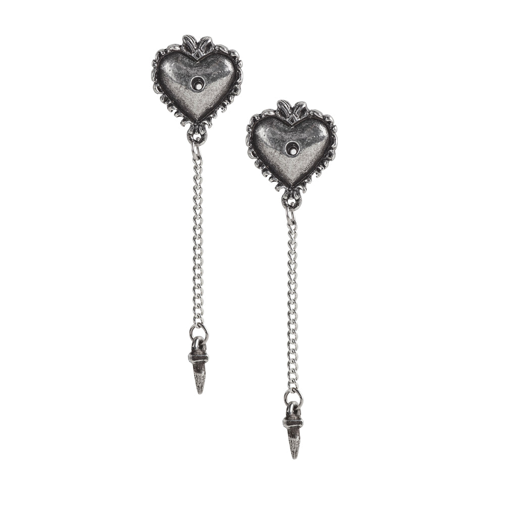 Alchemy Gothic Witches Heart Pair of Stud Earrings (E433)