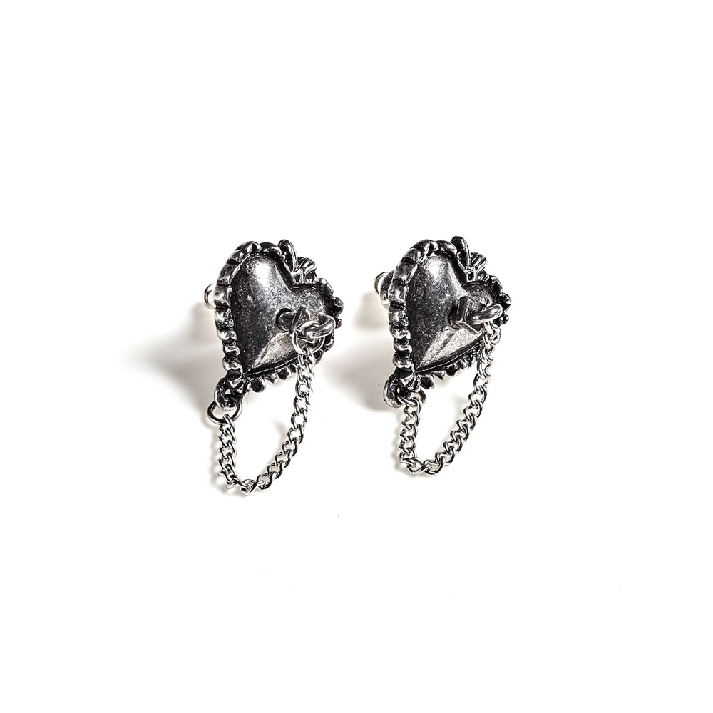 Alchemy Gothic Witches Heart Pair of Stud Earrings (E433)