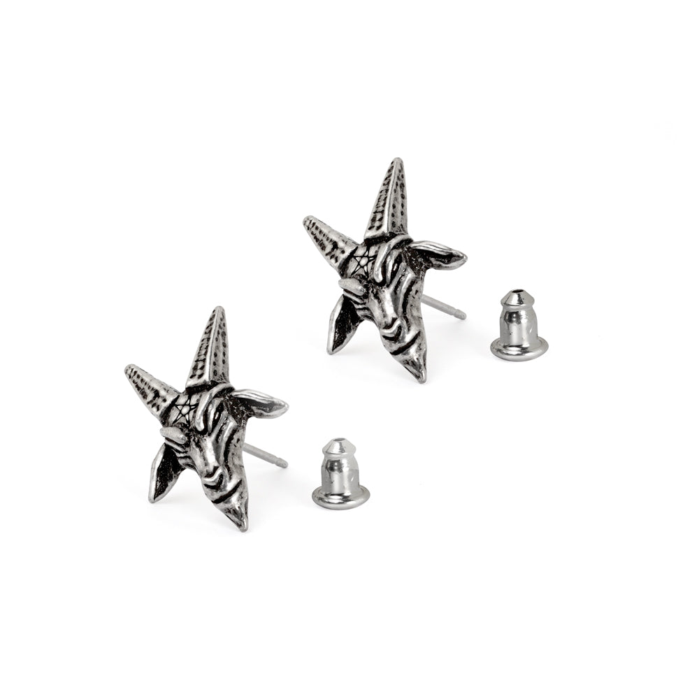 Alchemy Gothic Baphomet Pair of Stud Earrings (E449)