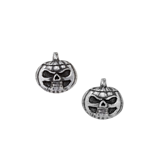 Alchemy Gothic Pumpkin Skull Pair of Stud Earrings (E450)