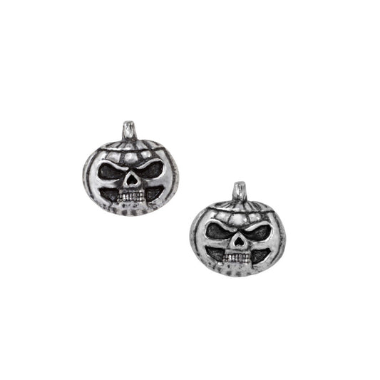 Alchemy Gothic Pumpkin Skull Pair of Stud Earrings (E450)