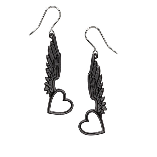 Alchemy Gothic Passio Wings of Love Pair of Dropper Earrings (E465)