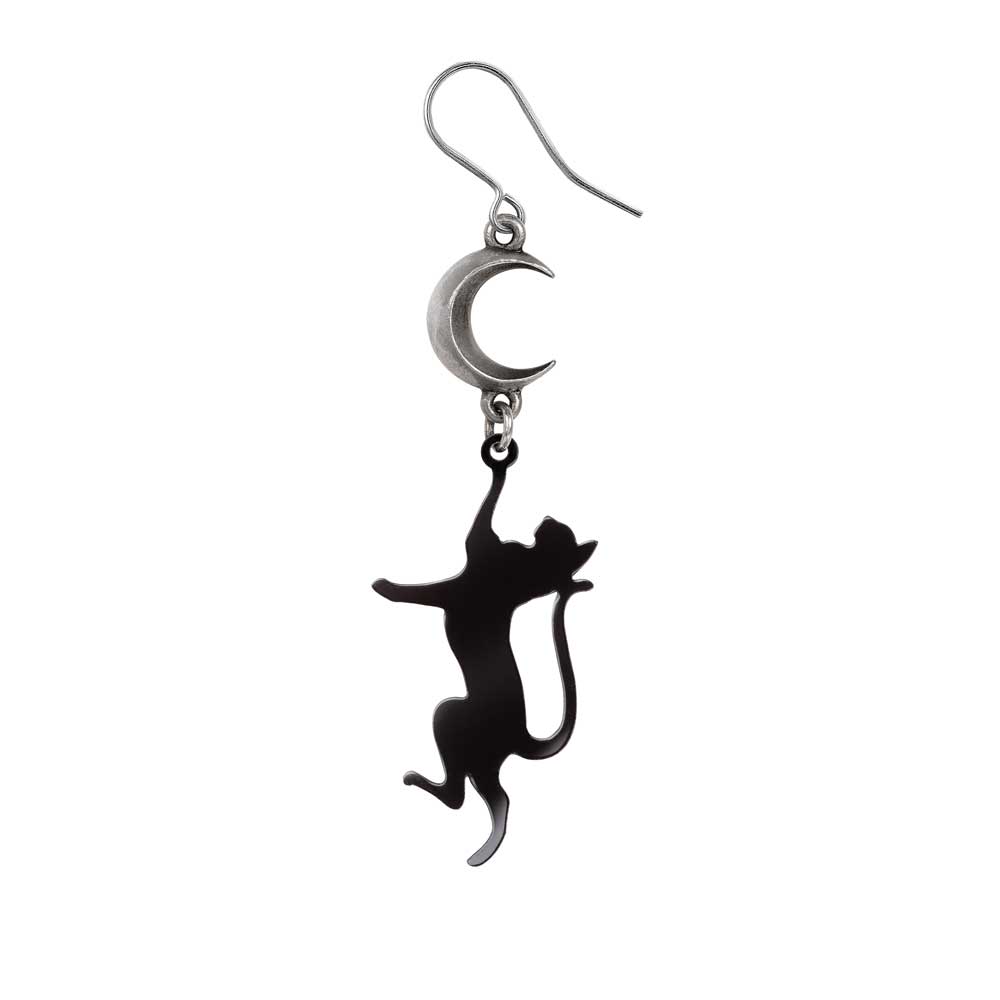 Alchemy Gothic Feline Moondream Single Dropper Earring (E468)