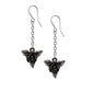 Alchemy Gothic Black Rose Pair of Dropper Earrings (E472)