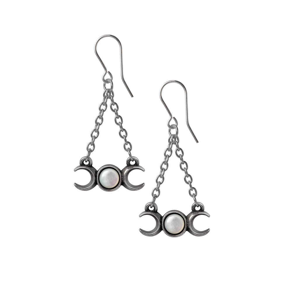 Alchemy Gothic Wiccan Moon Pair of Dropper Earrings (E474)