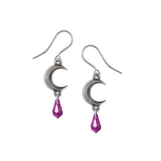 Alchemy Gothic Tears of the Moon - Amethyst Pair of Dropper Earrings (E477A)