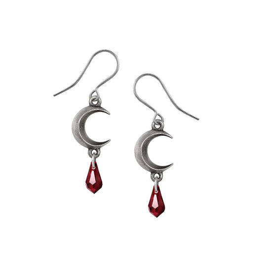 Alchemy Gothic Tears of the Moon - Red Pair of Dropper Earrings (E477R)