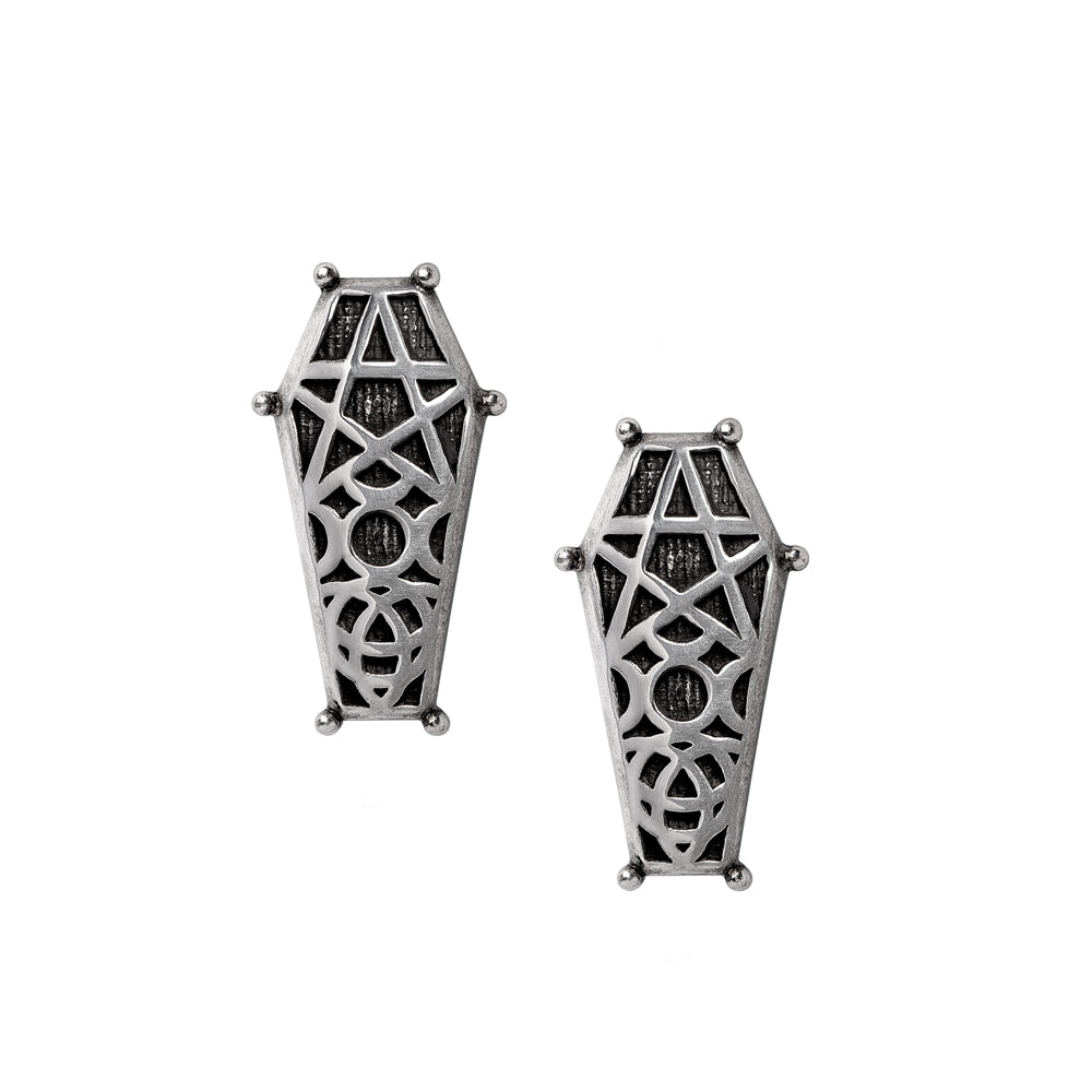 Alchemy Gothic Hex Coffin Pair of Stud Earrings (E480)