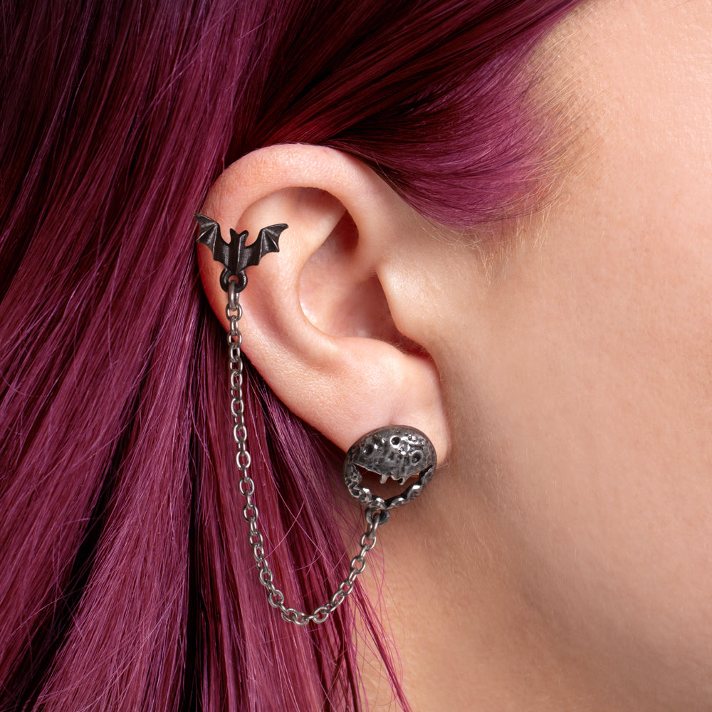 Alchemy Gothic Luna Roost Single Cuff Stud Earring (E482)