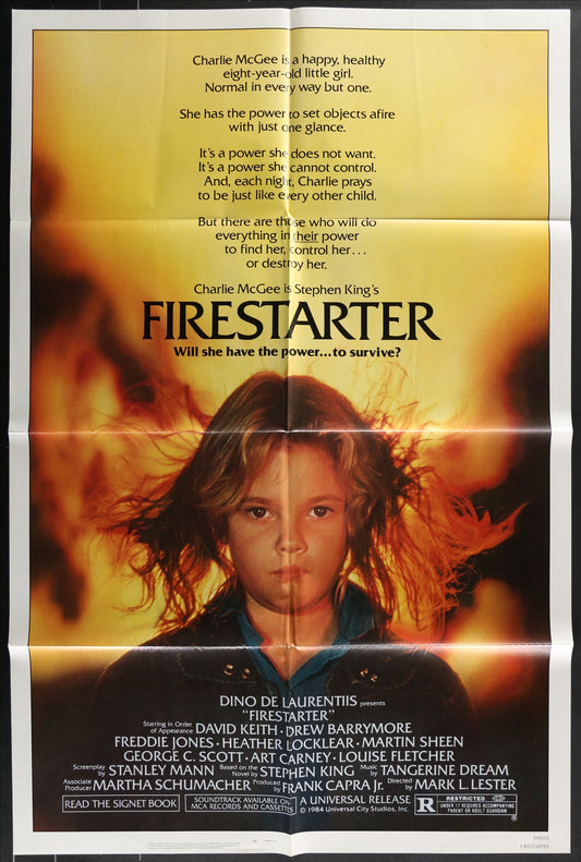 Firestarter (1984) Original US One Sheet Horror Movie Poster