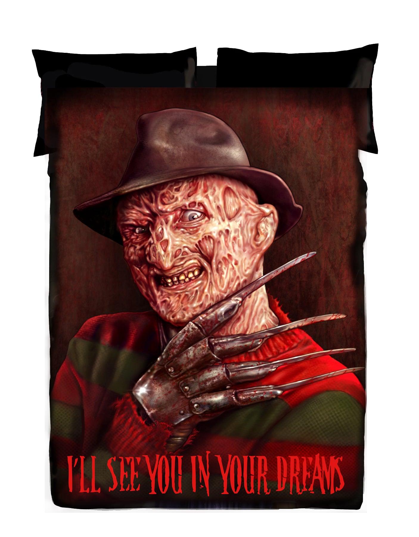 Horror Movie Blanket - Krueger Fleece Blanket - Luxury Twin / Double Velveteen Fleece Blanket
