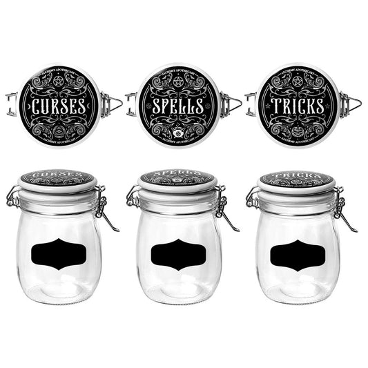 Alchemy Gothic Curses, Tricks & Spells Set of 3 Storage Jars (JAR2)