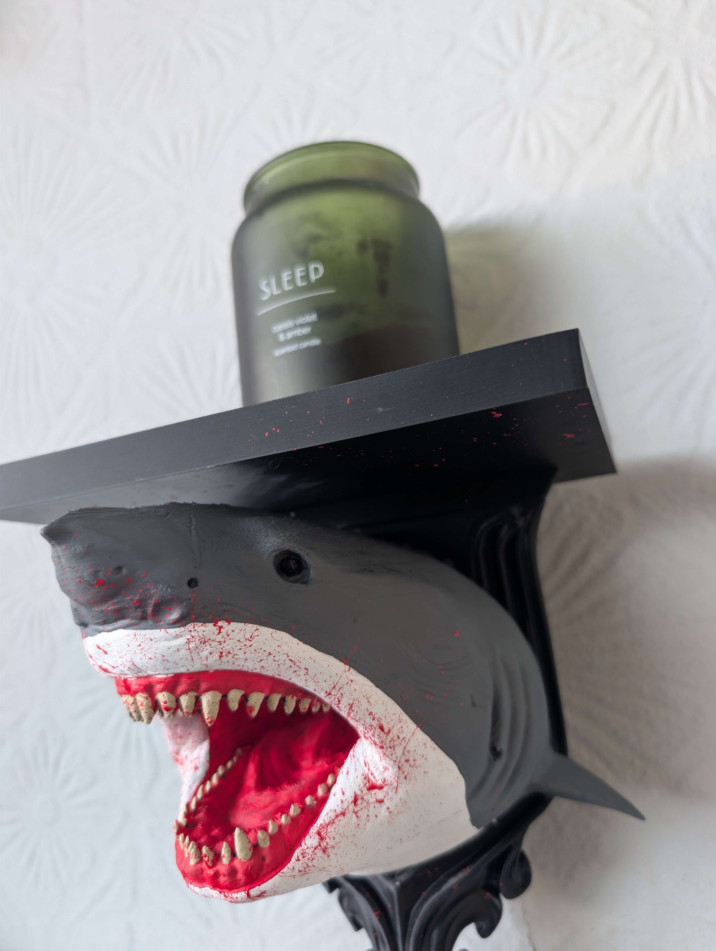 Jaws Shark Wall Shelf Mount Display - Unique Horror Decor Gift