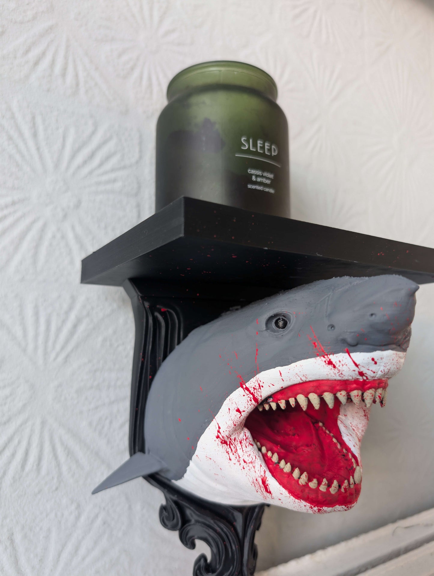 Jaws Shark Wall Shelf Mount Display - Unique Horror Decor Gift