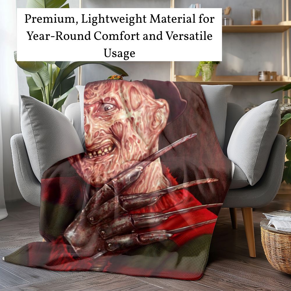 Horror Movie Blanket - Krueger Fleece Blanket - Luxury Twin / Double Velveteen Fleece Blanket