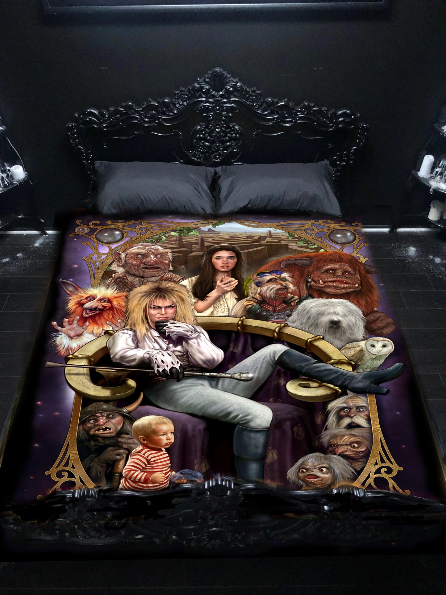 Horror Movie Blanket - Labyrinth Blanket - Luxury Twin / Double Velveteen Fleece Blanket