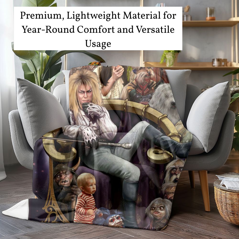 Horror Movie Blanket - Labyrinth Blanket - Luxury Twin / Double Velveteen Fleece Blanket