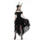Dark In Love Lilinoe Goth Dress - Off Shoulder Lace-Up Back