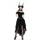Dark In Love Lilinoe Goth Dress - Off Shoulder Lace-Up Back