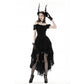 Dark In Love Lilinoe Goth Dress - Off Shoulder Lace-Up Back