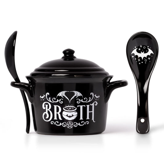 Alchemy Gothic Bat Broth Lidded Bowl & Spoon Set (MRB2)