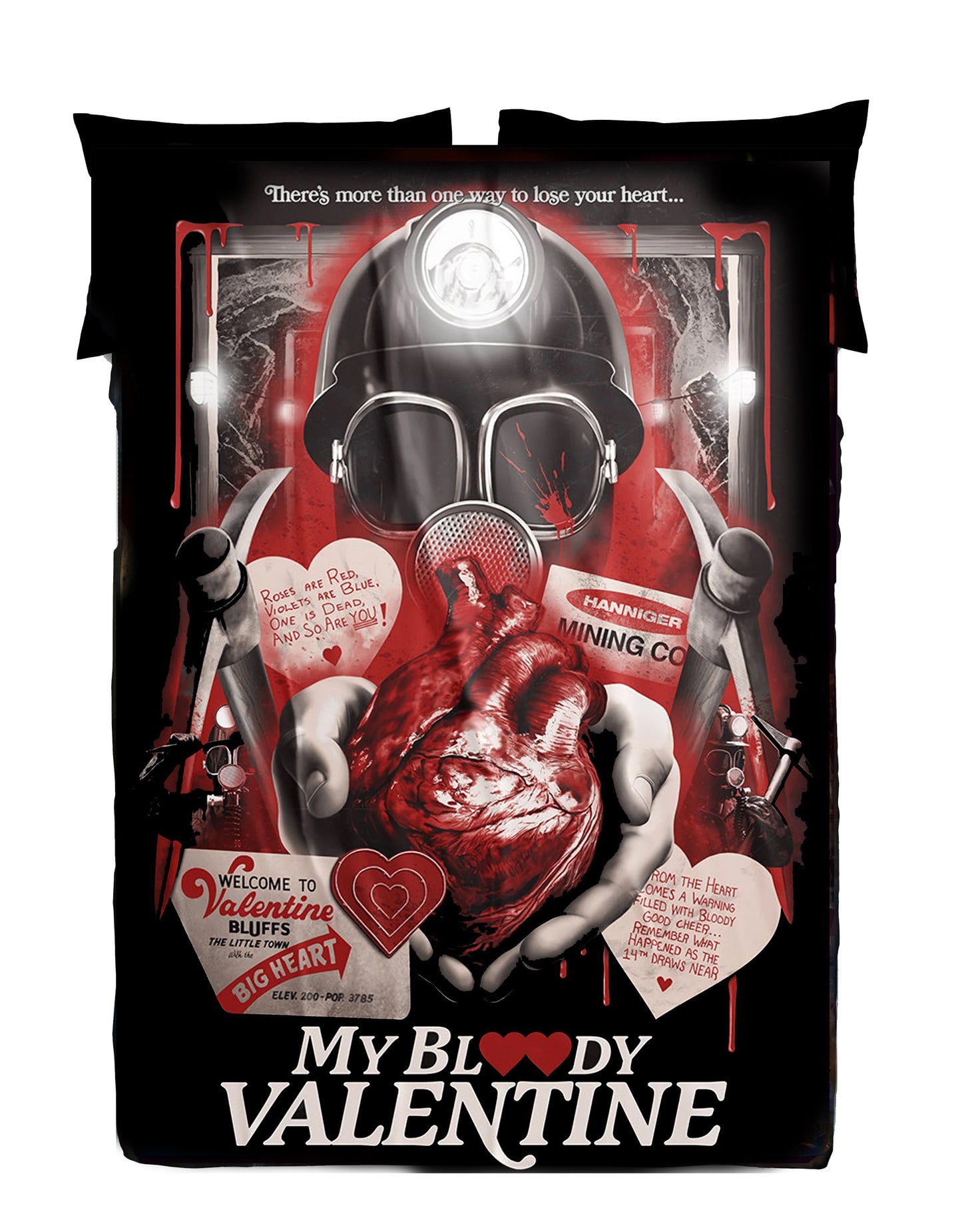 Horror Movie Blanket - Bloody Valentine Blanket - Luxury Twin / Double Velveteen Fleece Blanket