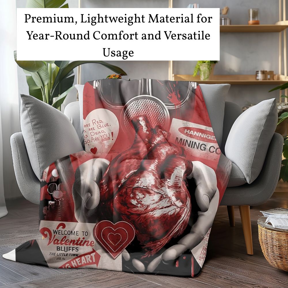 Horror Movie Blanket - Bloody Valentine Blanket - Luxury Twin / Double Velveteen Fleece Blanket