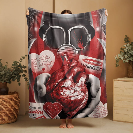 Horror Movie Blanket - Bloody Valentine Blanket - Luxury Twin / Double Velveteen Fleece Blanket