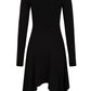 Necessary Evil Kali Gothic Handkerchief Hem Midi Dress - Long Sleeve Black