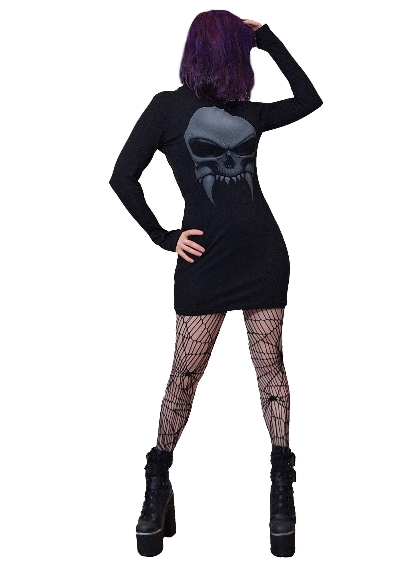 Necessary Evil Athena Vampire Skull Print Mini Dress - Size UK 8 & 10 Left Only!