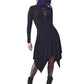 Necessary Evil Kali Gothic Handkerchief Hem Midi Dress - Long Sleeve Black