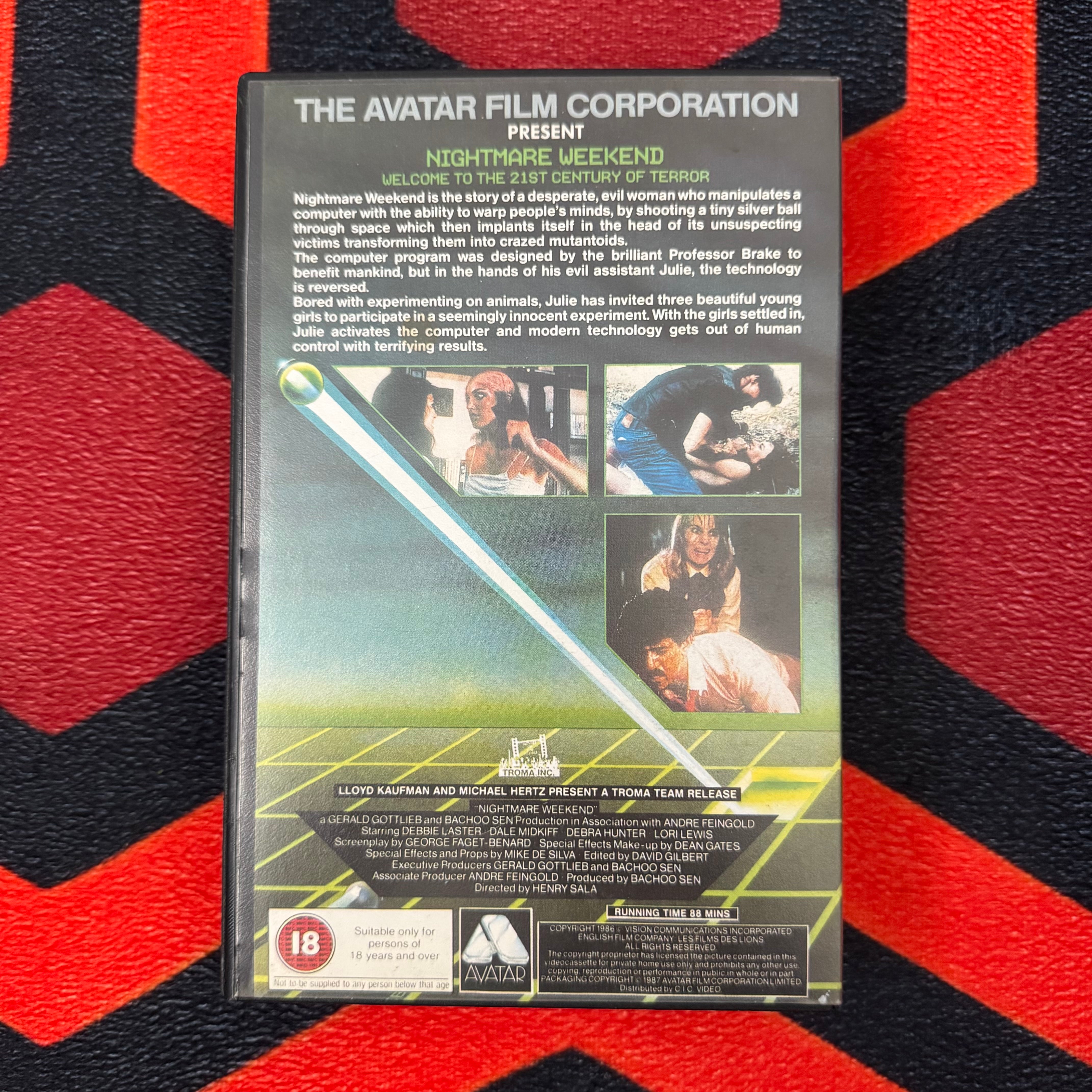 Nightmare Weekend Big Box VHS Ex Rental Video (1986) – Horror Stock