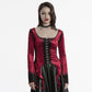 Punk Rave Leticia Burgundy Gradient Velvet Top with Feature Hooks and Eyes