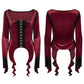 Punk Rave Leticia Burgundy Gradient Velvet Top with Feature Hooks and Eyes