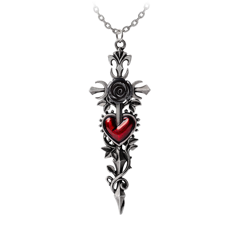 Alchemy Gothic Cross of the Dark Kiss Necklace (P975)