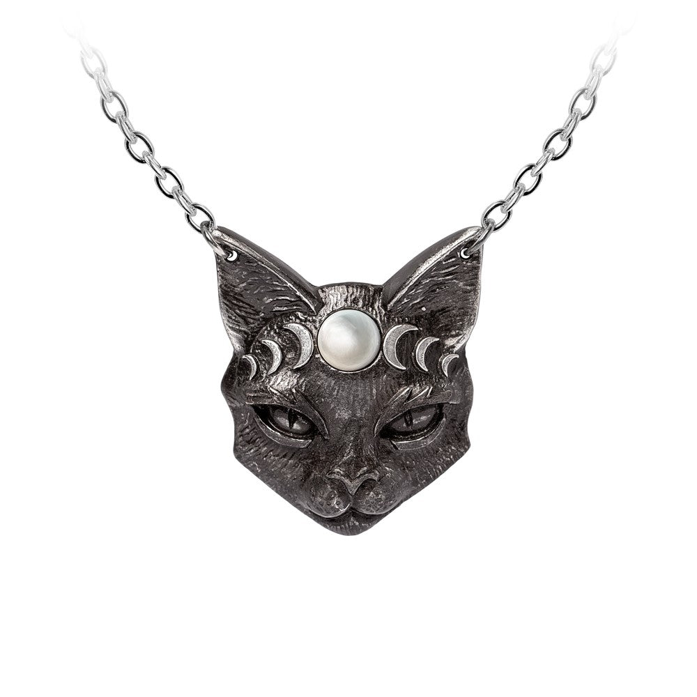 Alchemy Gothic Mystic Moon Cat Pendant (P988)