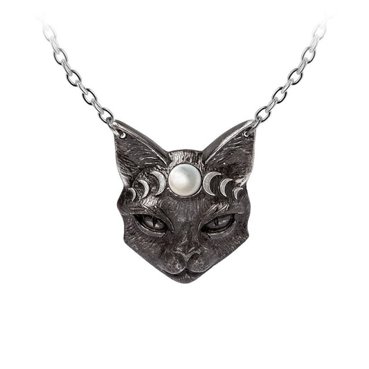 Alchemy Gothic Mystic Moon Cat Pendant (P988)