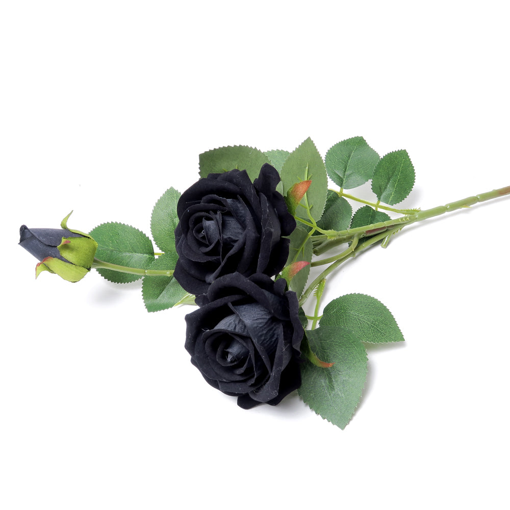 Alchemy Gothic Black Rose Spray Artificial Flowers (ROSE8)