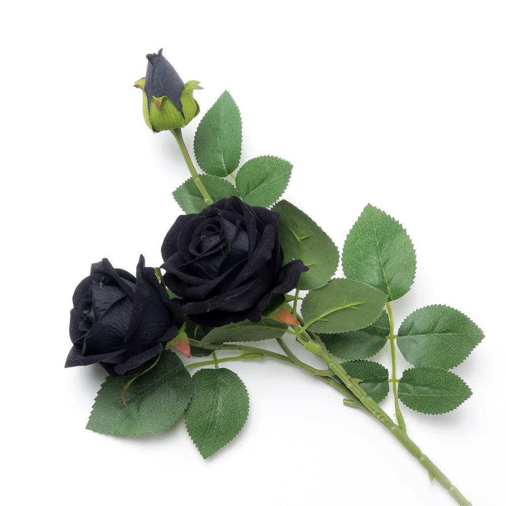 Alchemy Gothic Black Rose Spray Artificial Flowers (ROSE8)